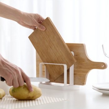 Kitchen-Cutting-Board-Holder-with-Wood-Handle-Rag-Towel-Rack-Kitchen-Storage-Rack-Dish-Cloth-Holder