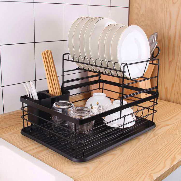 2-tier Dish Drying Rack With Drainboard Set, Over The Sink Dish Rack For  Kitchen Counter With Bowl Rack And Cup Rack, Space Saving Kitchen  Accessories For Dishes, Knives, Spoons, And Forks, Kitchen